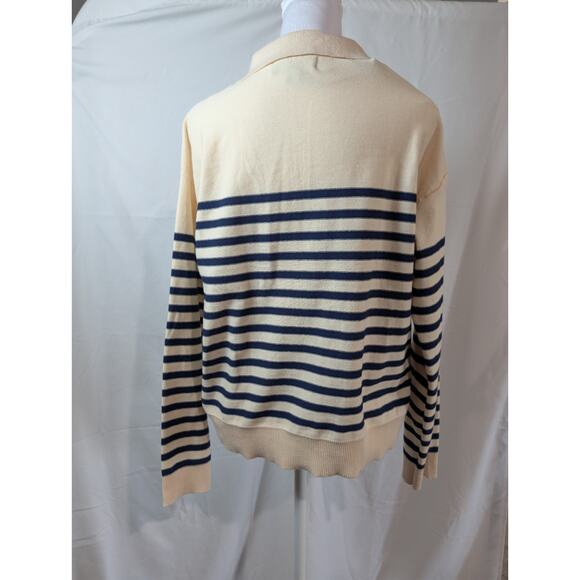 NEW Truth by Republic Sweater Ivory Blue Stripes Women's Size Medium Preppy NWT - Picture 5 of 16